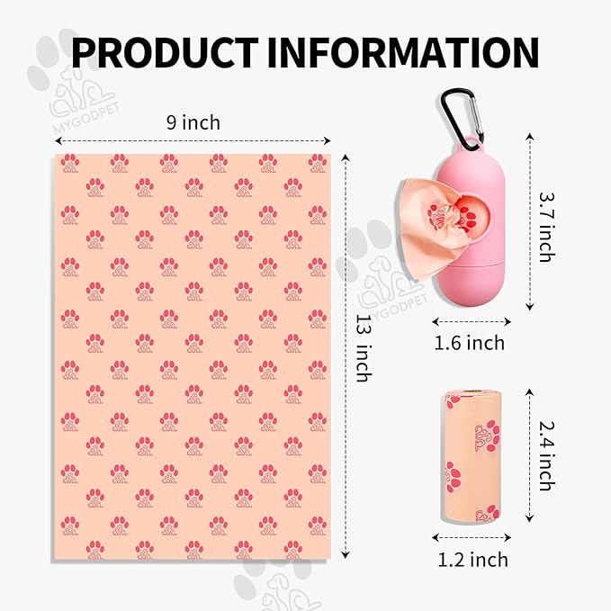 Dog Poop Bags Rolls with Dispenser 150 Count Biodegradable Poop Bags for Dog and Cat Cherry Blossom Scented Waste Bag Leak Proof Doggie Poop Bag Doggy Trash Bag Pink