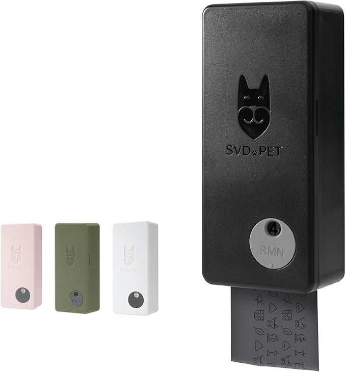 SVD.PET Dog Poop Bag Dispenser, Outdoor or Indoor Pet Waste Bag Dispenser Station, Wall Mount or Hanging with Strap. Easy to Refill Magnetic Cover (Black, Dispenser only)