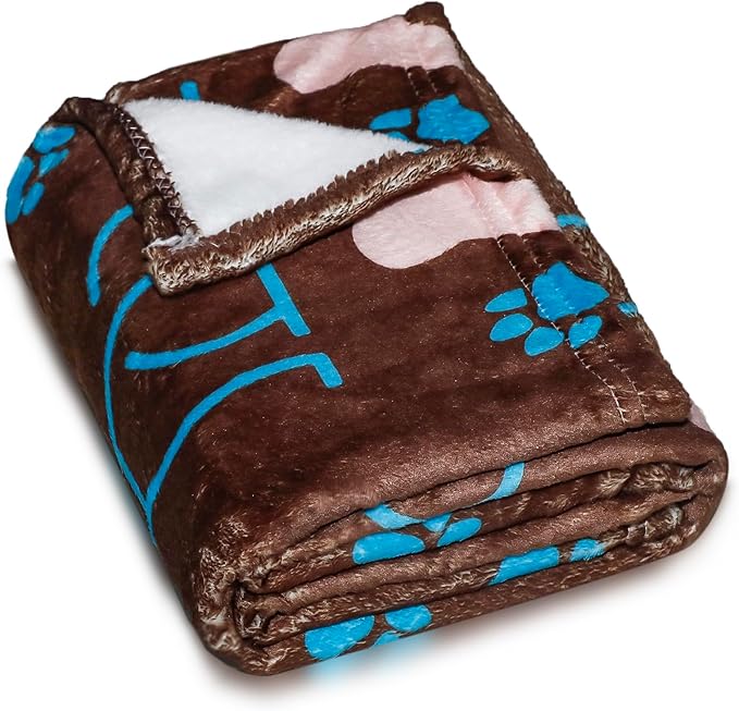 Dog Blanket for Small Dogs Washable-Soft Fluffy Puppy Blanket with Premium 300GSM Coral Fleece,Cozy Calming Cat Blankets for Indoor Cats for Kitten Doggy,Coffee,43x30IN