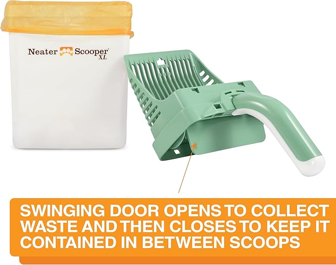 Neater Pet Brands Neater Scooper XL Cat Litter Scoop, 60 Refill Bags – Extra-Large Capacity Mess-Free Cat Litter Scooper with Bag for Large & Multiple Cats, Spill-Proof Litter Box Scooper with Holder