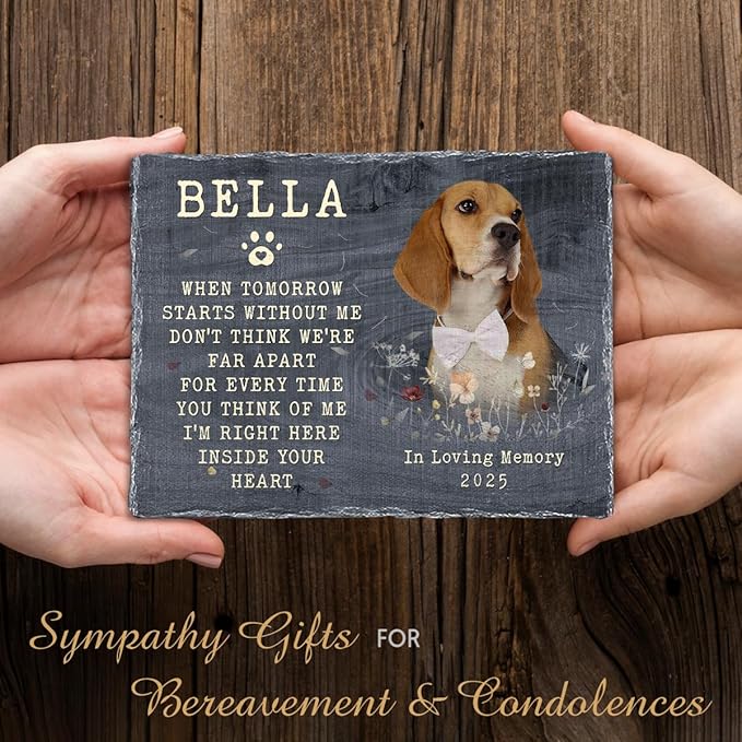 Personalized Memorial Stone - Multihued Plaque to Mark Vibrant Memory of Your Dog and Cat, Elegant Home and Garden Decor, Indoor and Outdoor, Pet Loss of Sympathy Gift