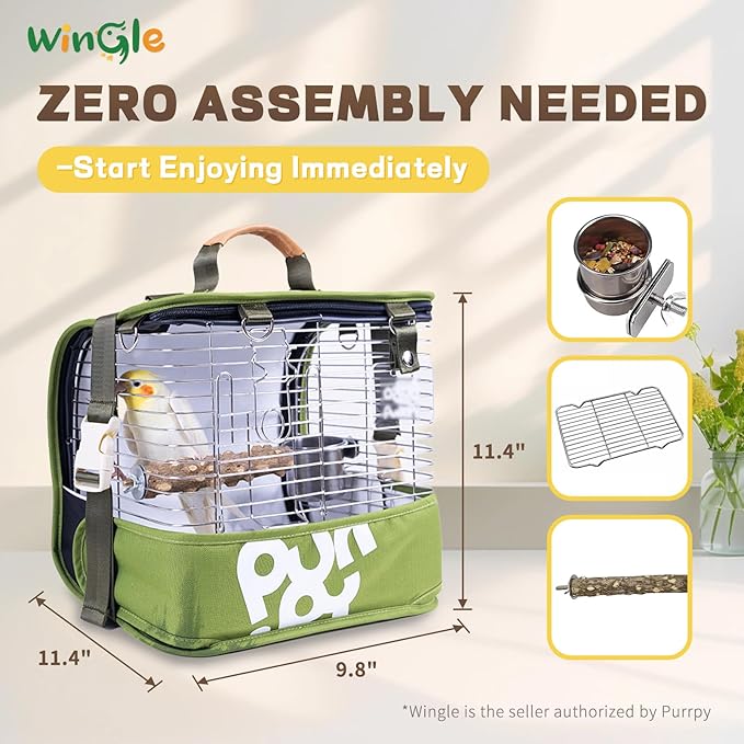 Bird Carrier Travel Cage 12in Small Bird Cage 4 in 1 Bird Backpack with Perch Parakeet Cage Durable Stainless Steel Frame Breathable & Portable, for Green Cheek, Cockatiel, Parrot