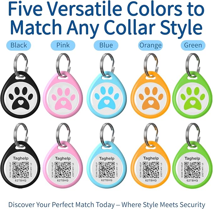 QR Code Cat ID Tag for Collar, Smart Pet ID with Online Profile, Instant Scan to Contact Owner & Location Email Alert, Silent Anti-Lost Cat Tag, No App or Subscription, Blue 1”