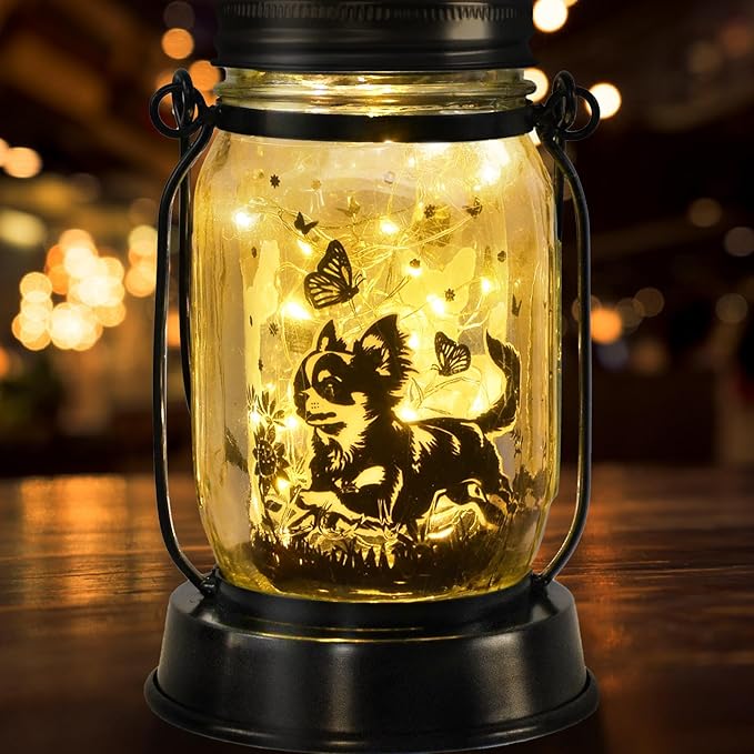 Chihuahua Gifts for Women/Men Chihuahua Solar Lanterns Dog Mom Birthday Dog Lovers Lantern Pet loss Pet Memorial Lights Solar Garden Decoration Outside for Yard, Patio,Backyard,Porch Torches