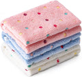 1 Pack 3 Blankets Super Soft Fluffy Premium Fleece Pet Blanket Flannel Paw Printed Throw for Dog Puppy Cat (Large 41x31'', White, Pink, Blue)