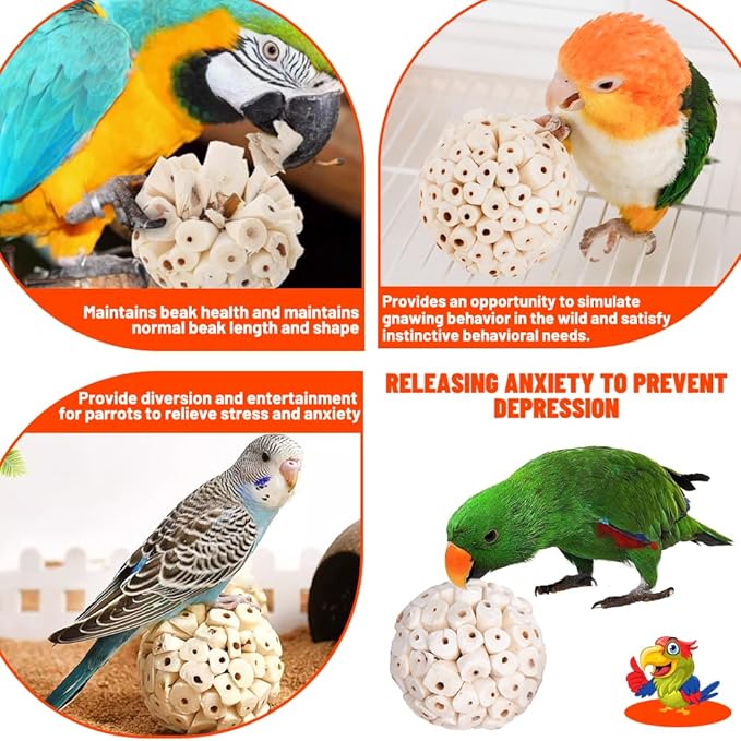 9 Pack Bird Toy Sola Balls, Natural Parrot Soft Chew Shredding & Foraging Toy, Bird Foot Balls for Cockatiel Conure Quaker Budgie Parakeet Bunny Guinea Pig Chinchilla Rabbit