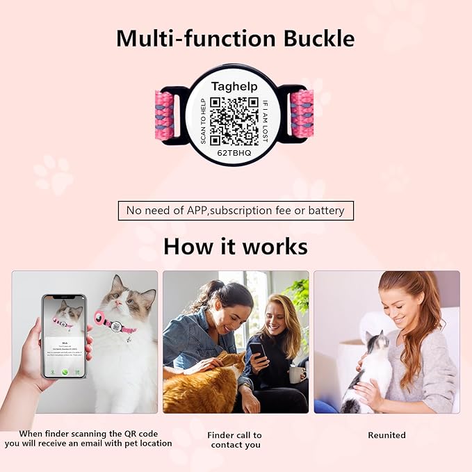 Kitten Collars with Bell & QR Code Name Tag - Breakaway Reflective Cat Collar with Personalized Smart ID Tag, Ultra-Durable & Adjustable Quick Release Design - Fits Most Cats (Blue)