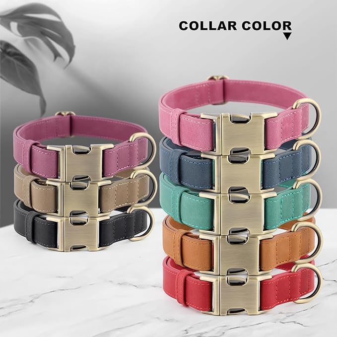 Plutus Pet Genuine Leather Dog Collar – Adjustable Pet Collar with Quick Release Metal Buckle, Soft Real Leather for Small Medium Large Dogs, Heavy Duty & Skin-Friendly (Ash Brown, S)