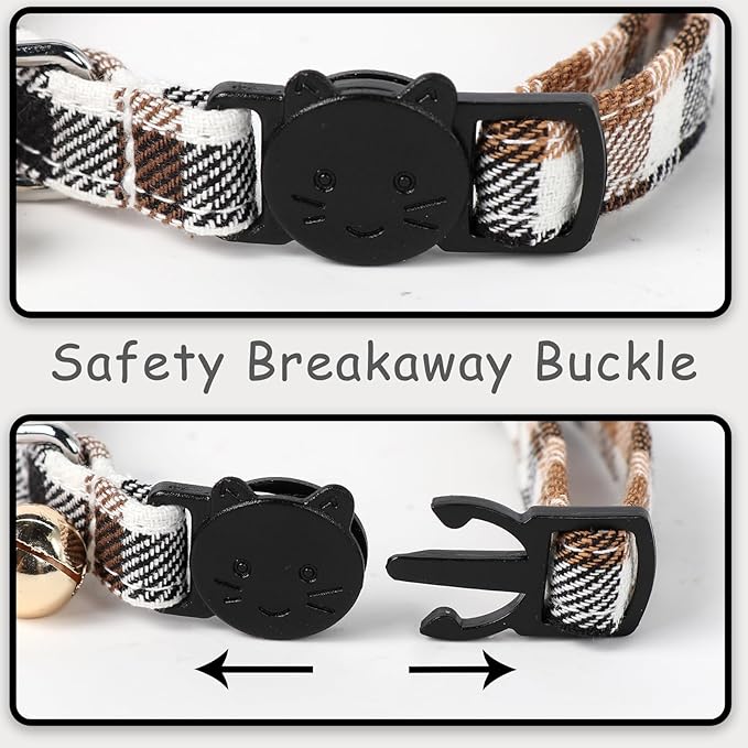 Unique style paws 2 Pack Kitten Collar Breakaway with Bell & Pendant, Adjustable Safety Cat Cotton Collars for Girl Boy Cats and Small Pets