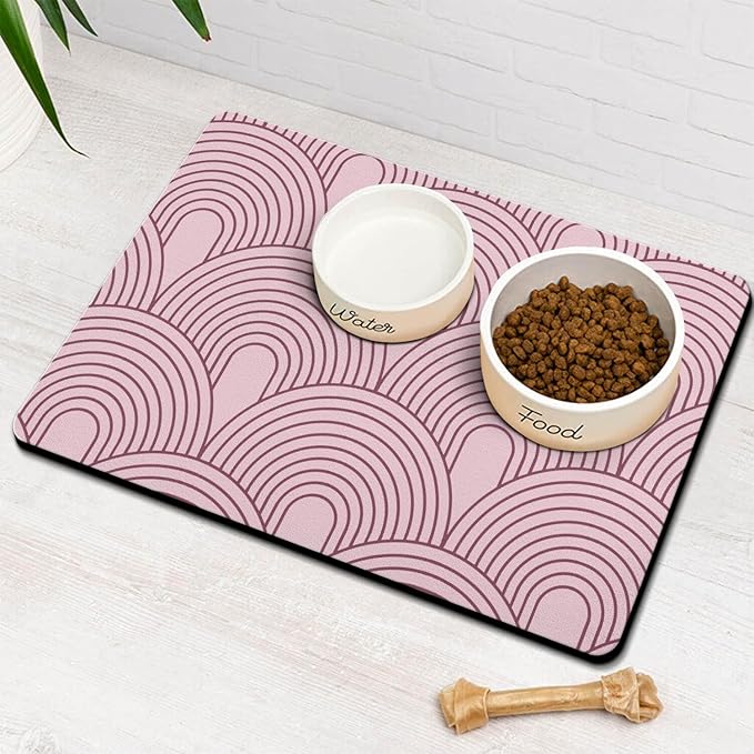 Dog Food Mats for Floors Absorbent, Pet Cat Food Mat - Quick Dry Dog Mat for Food and Water Boho Pet Supplies