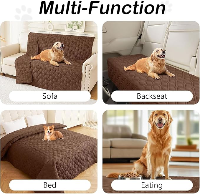 hyha Waterproof Dog Bed Blanket, Soft Pet Blankets, Waterproof Couch Cover for Dogs, Reversible Sofa Covers Washable for Furniture (68x82 Inch, Brown/Brown)