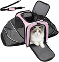 Double Expandable Cat Carrier,Airline Approved Soft-Sided Pet Travel Carrier for Small Dogs Cats under 15 lbs,Waterproof 600D Oxford Fabric with Washable Replacement Liner,Odor-Free & Claw-Proof(Pink)