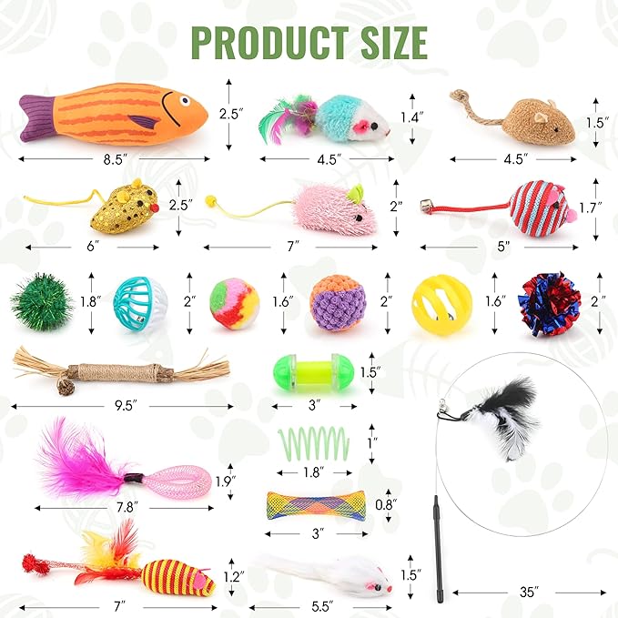 Fashion's Talk Cat Toys Variety Pack for Kitty 20 Pieces