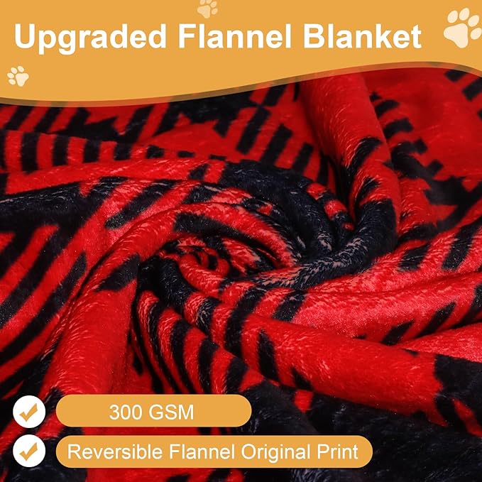Premium Soft Dog Blanket Washable,43"x30" Cat Blanket for Indoor Cats Large Medium Small Dog Gifts Puppy Essentials (Red/Black)