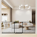 WAOWAO Baby Gate 85.83-95.24" Extra Wide Pressure Mounted Walk Through Swing Auto Close Safety Black Metal Toddler Kids Child Dog Pet Puppy for Stairs,Doorways,Kitchen