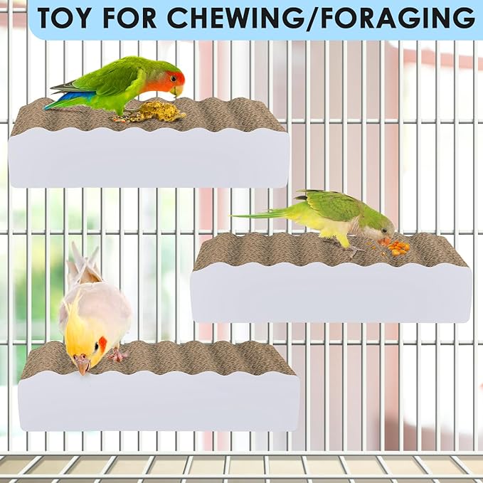 KATUMO Parrot Perch Parakeet Cage Stand Conure Platform Cockatiel Foraging Shredding Toys for Conure Cockatiel Lovebird Parrotlet Budgie Finches