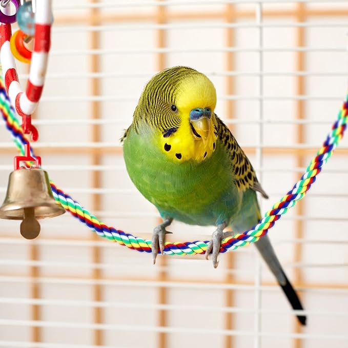 Weewooday 2 Pcs Bird Rope Perches Climbing Rope Bird Cage Accessories for Parrots, Parakeets, Cockatiels, Conures(31.5 Inch)