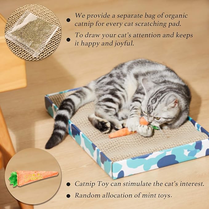 PEEKAB Cat Scratcher Cardboard Reversible Scratching Board Kitty Corrugated Scratching Pad Bed Catnip Included XXL 3PCS