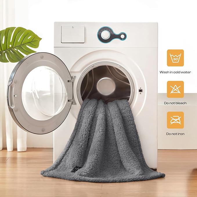 Luciphia Waterproof Pet Blanket for Medium Large Dogs Soft Cat Sherpa Calming Thick Cover Leakproof Cozy Puppy Sofa Bed Car Couch Protector(Grey,80x63 inches)