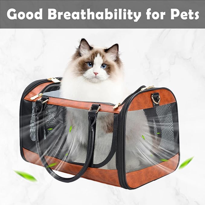Dog Soft-Sided Carriers Pet Carrier for Small Dogs Cats, Fashion PU Leather Small Dog Carrier Pet Purse, Airline Approved Travel Pet Carrier for Puppy Kitten Small Animals