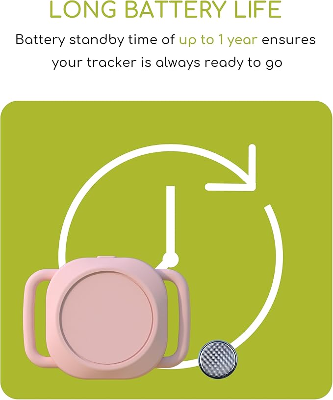 Dog Tracker, Smart Dog Collar with Real-time Pet Location, Cat Tracker Collar (iOS Only), No Monthly Fee & Long Battery Life, Works with Find My, Ideal for Dog/Cat (Pink)