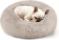 Dogs Bed for Small Dogs, Anti-Anxiety Washable Round Bed (Brown, 24.0" L x 24.0" W x 8.0" Th)