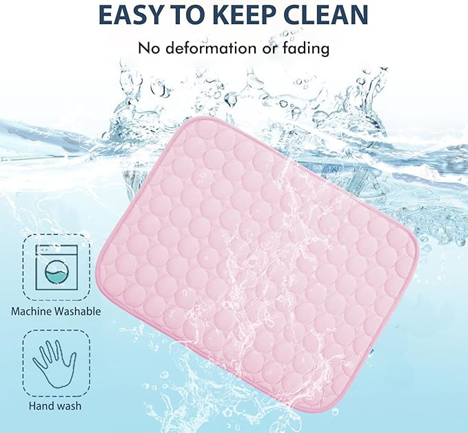 MICROCOSMOS Summer Cooling Mat & Sleeping Pad- Water Absorption Top, Materials Safe, Easy Carry, EZ Clean. Keep Cooling for Pets, Kids and Adults.(Pink, 48" x24")