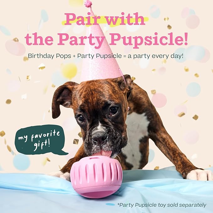 WOOF Pupsicle Birthday Pops - Healthy Dog Treats - Pre-Made Pupsicle Refills- Wholesome Ingredients - Naturally Sweet - Cake-Flavored Birthday Treat for Dogs - Small