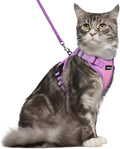 rabbitgoo Cat Harness and Leash Set, Escape Proof Soft Adjustable Vest Harnesses for Outdoor Walking, Easy Control Breathable Kitten Jacket with Reflective Strips, Pink & Purple, M