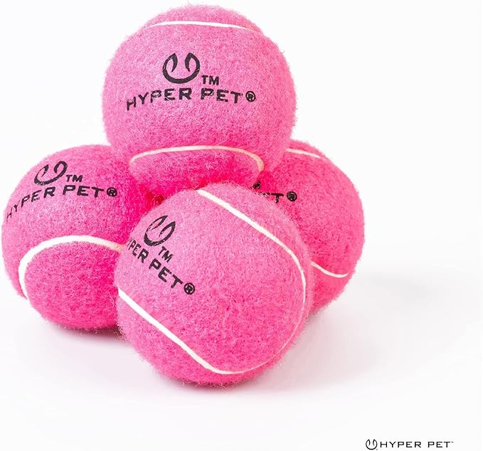 Hyper Pet MINI Tennis Balls for Dogs (Safe Dog Ball Tennis Balls for Exercise & Training) Interactive Toys work with Hyper Pet K9 Kannon MINI Dog Ball Launcher - 4 Pack Pink