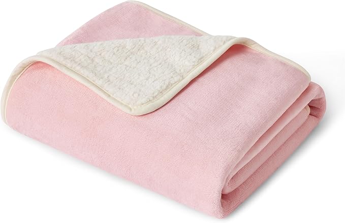 Bedsure Waterproof Blanket for Bed - Sherpa Fleece Waterproof Dog Blankets for Large Dogs, Pet Blankets for Bed/Couch/Dog Crate, Soft Plush Reversible Furniture Protector, Queen Size, 90"x86", Pink