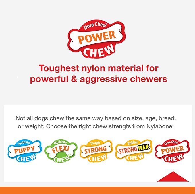 Nylabone Textured Knuckle Bone Power Chew Toy for Dogs, Durable & Tough Dog Toys for Aggressive Chewers, Original & Bacon Flavor, X-Large - 50+ lbs, 2 Pack