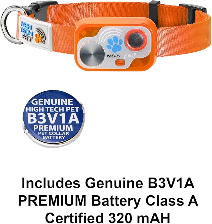 MS-5 Designer Series, Premium Performance Automatic Pet Door Collar by High Tech Pet Brand - Class A Battery Included - Stylish Design - Waterproof - Rugged - USA Support (Orange)