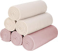 Fleece Throw Blankets Bulk Fleece Blankets Solid Wholesale Lightweight Warm Soft for Pet Bed Sofa Couch Office Wedding Gifts Travel Seasons Beige and Pink 50x60 Inches Pack of 6