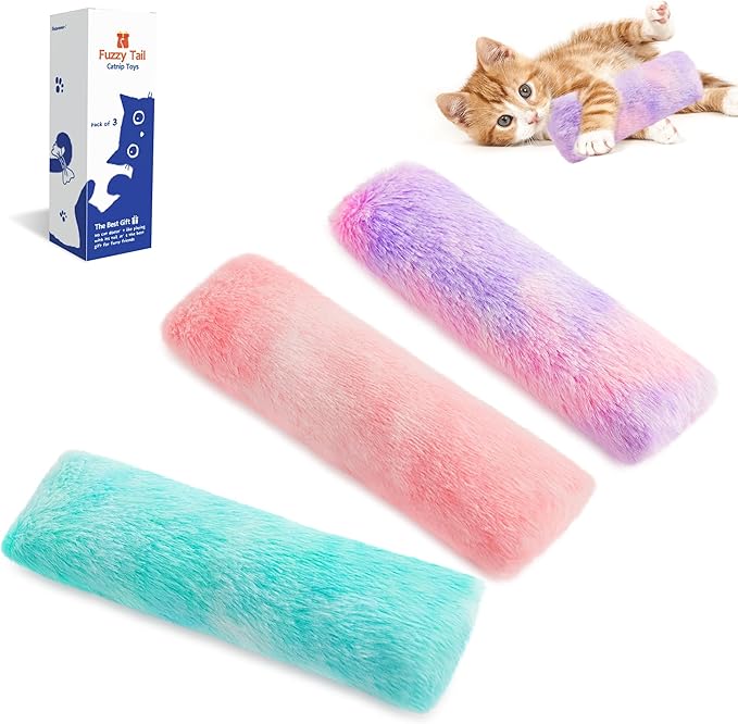 Potaroma Cat Toys Pillows, 3 Pcs, Soft and Durable Cat Crinkle Sound with Catnip Inside, Interactive Indoor Kitten Kicker, Promotes Kitty Exercise
