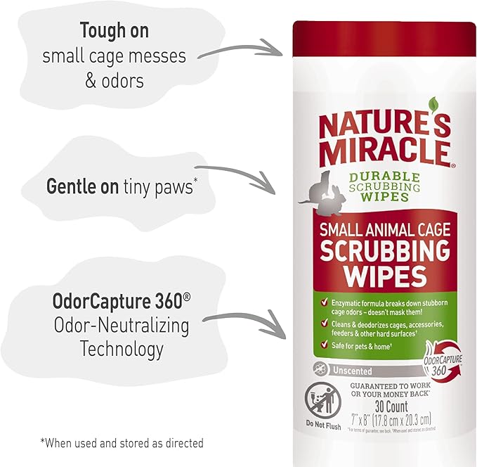 Nature’s Miracle Small Animal Cage Scrubbing Wipes 30Ct