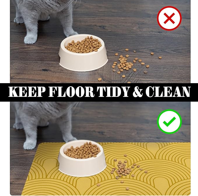 Dog Food Mats for Floors Absorbent, Pet Cat Food Mat - Quick Dry Dog Bowl Mats for Food and Water, Eco-Friendly Boho Pet Supplies