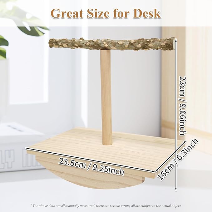 Natural Wood Bird Perch Stand,Rocking Perch for Birds,Chewing Training Parrot Tumbler Toy,Bird Stand Swing Removable Playstand Birds Cage Accessories for Parakeets,Cockatiels,Budgies,Conures(Large)