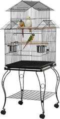 Yaheetech Budgie Cage 55-inch Rolling Standing Triple Roof Medium Parrot Cage Pet Bird Cage with Detachable Stand for Cockatiels Sun Parakeets Green-cheeked Conures Macaw