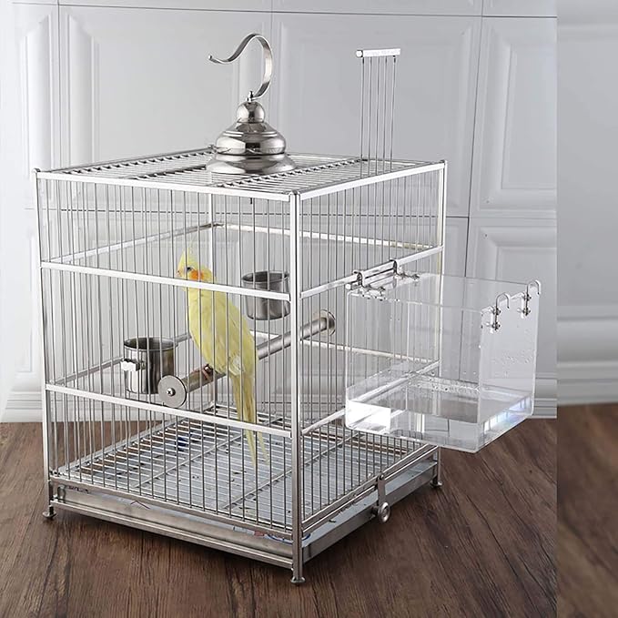 Bird Bath Cage, Cleaning Pet Supplies Cockatiel Bird Bathtub with Hanging Hooks for Little Bird Parrots Spacious Parakeets Portable Shower for Most Birdcage