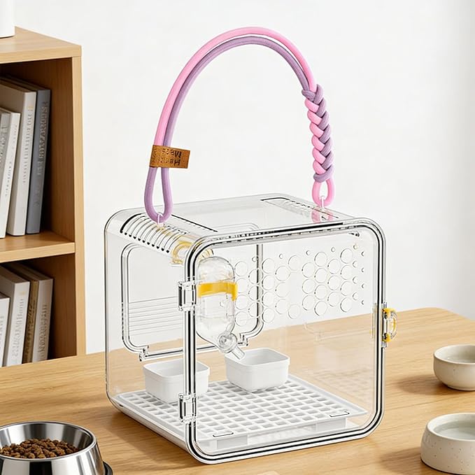 Bird Carrier - Portable Clear Cage for Travel and Outdoor Use | Lightweight and Breathable with Secure Lock, Convenient Travel for Budgies, Parakeets, Canaries, Budgies, Cockatiels, Lovebirds