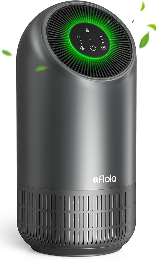 Air Purifier For Home| Efficient Filter 24dB Quiet 220 ft² 3-Stage Filtration Air Purifies Whisper | Air Cleaner Remove 99.99% Pet Odors Dust Pollen Smoke Household Mold | Optional Night Light(Gray)