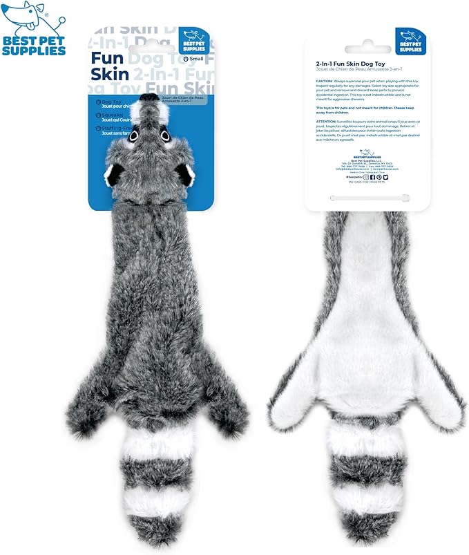 Best Pet Supplies Squeaky Dog Toys with Soft Durable Fabric for Small, Medium and Large Pets Interactive Toy for Indoor Play, Supports Active Biting and Play - Fox, Raccoon, Small