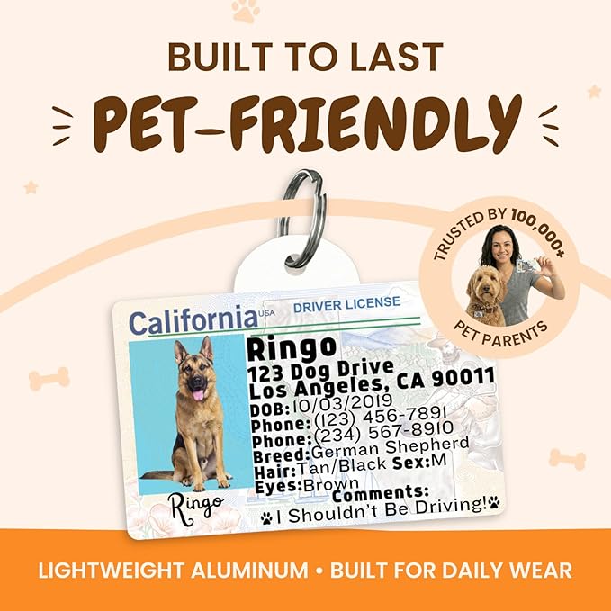 PawFurEver Personalized Dog Driver License ID Tag for Dogs & Cats - Custom Pet License Dog ID Tags Personalized Heavy Duty with Name, Photo & Phone Number, 50 States + DC (Georgia, Wallet Card)