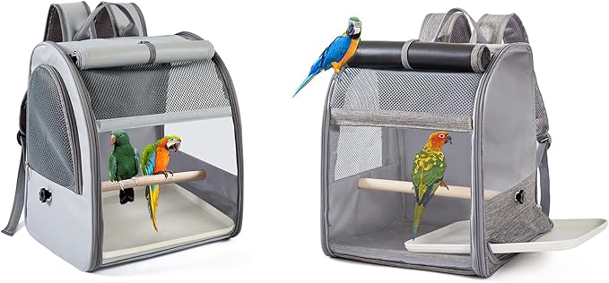 Durability Polyester Bird Travel Carriers Backpacks with Meshes Window and Sun Protecting for Daily Use Compacts Bird Cage Backpacks for Travel