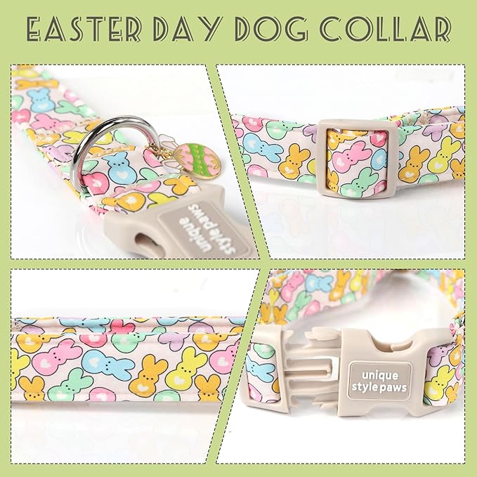 Unique style paws Easter Day Dog Collar Plastic Buckle Collar with Pendant Blue Sports Rabbit Ball Egg Puppy Collars Gift for Small Medium Large Boys Girls Dogs