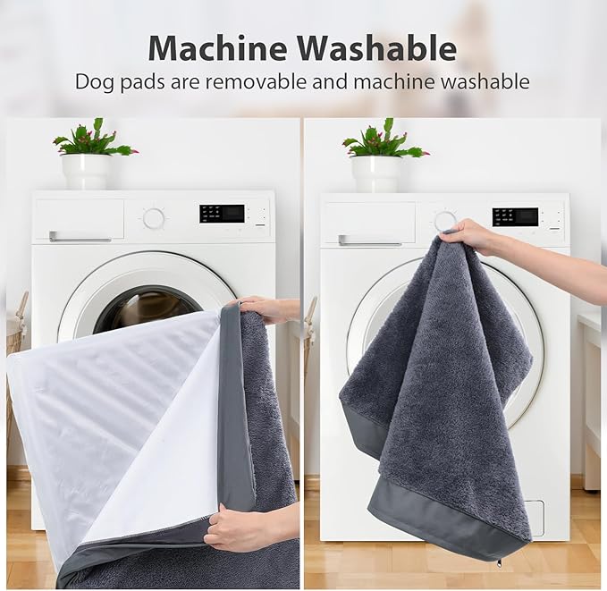 MIHIKK Waterproof Dog Beds Large Sized Dog Orthopedic Dog Beds for Crate with Removable Washable Cover Egg-Crate Foam Pet Pad Mat with Anti-Slip Bottom, 41x27 Inch, Grey