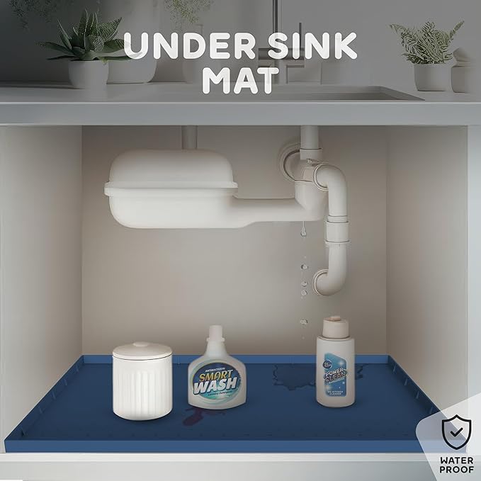32x24x1” XL Dog Food Mat - All Purpose Under Sink Liner, Washer and Dryer Covers for The Top, Silicone Griddle Mat for Blackstone - Raised Edges Dog Mat for Food and Water Prevent Spill, Waterproof