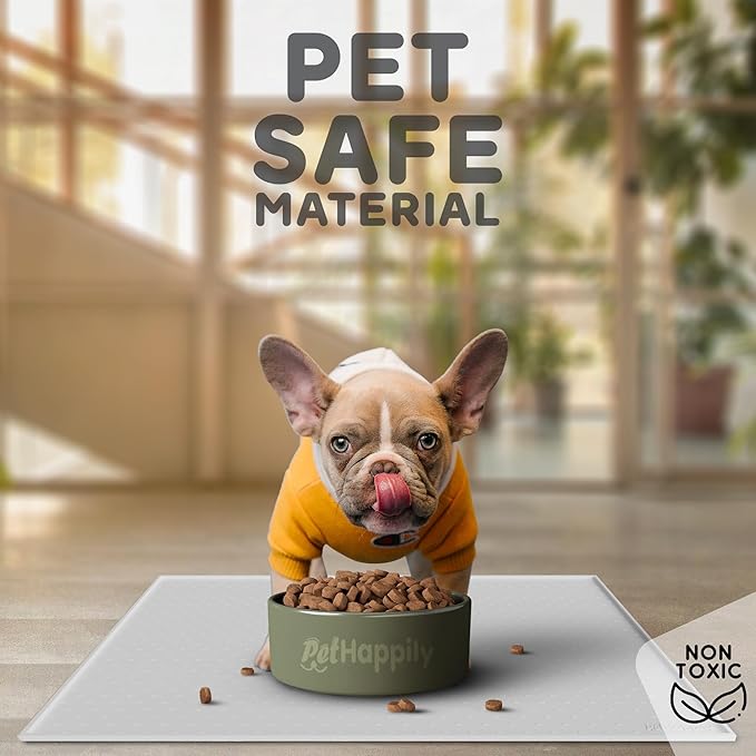 Dog Food Mat - 24x15 Raised Edges Dogs Mat for Food and Water Prevent Spill, Waterproof Cat Food Mats Protect Floors, Easy Clean Dog Bowl Mats for Food and Water, Silicone Pet Feeding Placemats Mist