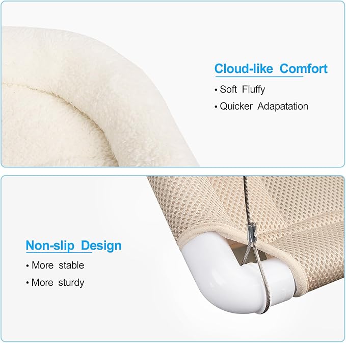 Fluffy Cat Window Bed for Indoor Cats – Strong Suction Cup Hammock with Breathable Mesh and Soft Cushion, Supports Large Cats